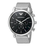 Emporio Armani Luigi Black Dial Silver Mesh Bracelet Watch For Men - AR8032 Buy Now By Emporio Armani