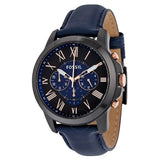 Fossil Grant Chronograph Black Dial Blue Leather Strap Watch for Men - FS5061 Buy Now By Fossil