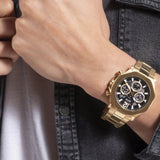 Guess Edge Chronograph Black Dial Gold Steel Strap Watch For Men - GW0539G2 Buy Now By Guess