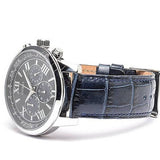 Guess Horizon Chronograph Quartz Black Dial Blue Leather Strap Watch For Men - W0380G3 Buy Now By Guess