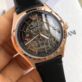 Emporio Armani Meccanico Black Dial Black Leather Watch For Men - AR60004 Buy Now By Emporio Armani