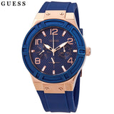 Guess Jet Setter Analog Quartz Blue Dial Blue Rubber Strap Watch For Women - W0571L1 Buy Now By Guess