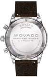 Movado Heritage 29mm Chronograph Blue Dial Brown Leather Strap Watch For Men - 3650061 Buy Now By Movado
