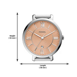 Fossil Jacqueline Three Hand Pink Dial Silver Mesh Strap Watch for Women - ES5089 Buy Now By Fossil