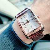 Calvin Klein Window Silver Dial Brown Leather Strap Watch for Men - K2M21126