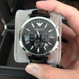 Emporio Armani Renato Chronograph Black Dial Black Leather Strap Watch For Men - AR2447 Buy Now By Emporio Armani