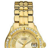 Guess Dazzling Diamonds Gold Dial Gold Steel Strap Watch for Women - W85110L1 Buy Now By Guess