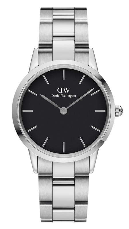 Daniel Wellington Iconic Link Black Dial Silver Steel Strap Watch for Women - DW00100204 Buy Now By Daniel Wellington