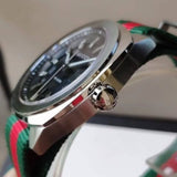Gucci GG2570 Quartz Black Dial Green & Red Nylon Strap Watch For Men - YA142305 Buy Now By Gucci