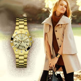 Guess Glisten Analog Gold Dial Gold Steel Strap Watch For Women - W13576l1 Buy Now By Guess