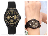 Guess Starlight Black Dial Black Rubber Strap Watch for Women - W0846L1 Buy Now By Guess
