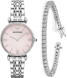 Emporio Armani Gianni T Bar Pink Mother of Pearl Dial Silver Steel Strap Watch For Women - AR1779 Buy Now By Emporio Armani