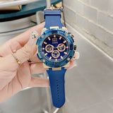 Guess Navigator Chronograph Blue Dial Blue Rubber Strap Watch for Men - GW0264G4 Buy Now By Guess