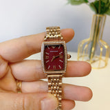 Emporio Armani Two Hand Diamonds Burgundy Dial Rose Gold Steel Strap Watch For Women - AR11488 Buy Now By Emporio Armani