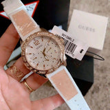 Guess Swirl Quartz Silver Dial White Rubber Strap Watch For Women - W1096l2 Buy Now By Guess