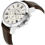 Fossil Grant Chronograph White Dial Brown Leather Strap Watch for Men - FS4735 Buy Now By Fossil