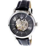 Maserati Epoca Automatic Skeleton Dial Black Leather Strap Watch For Men - R8821118002 Buy Now By Maserati