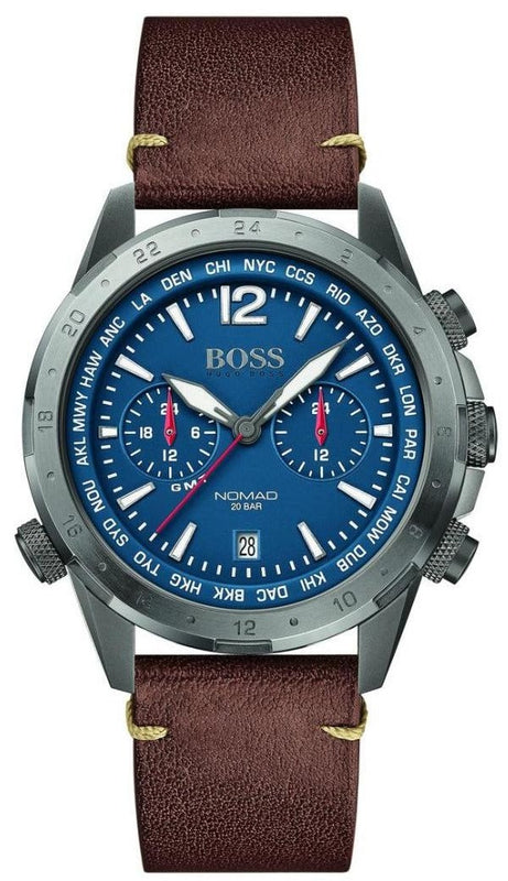 Hugo Boss Nomad Blue Dial Brown Leather Strap Watch for Men - 1513773 Buy Now By Hugo Boss