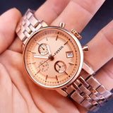 Fossil Boyfriend Chronograph Rose Gold Dial Rose Gold Steel Strap Watch for Women - ES3380 Buy Now By Fossil