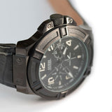 Guess Rigor Analog Black Dial Black Leather Strap Watch For Men - W0040G1 Buy Now By Guess