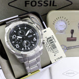 Fossil Bronson Chronograph Black Dial Silver Steel Strap Watch for Men - FS5710 Buy Now By Fossil