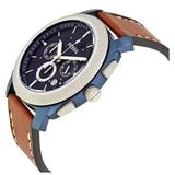 Fossil Machine Chronograph Blue Dial Brown Leather Strap Watch for Men - FS5232 Buy Now By Fossil