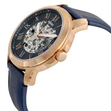 Fossil Grant Automatic Skeleton Blue Dial Blue Leather Strap Watch for Men - ME3102 Buy Now By Fossil