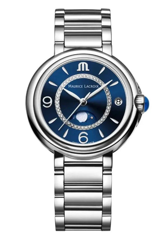 Maurice Lacroix Fiaba Moonphase Blue Dial Silver Steel Strap Watch for Women - FA1084-SS002-420-1 Buy Now By Maurice Lacroix