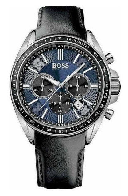 Hugo Boss Driver Sport Chronograph Blue Dial Black Leather Strap Watch for Men - 1513077 Buy Now By Hugo Boss