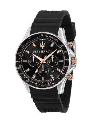 Maserati SFIDA 44mm Black Silicon Chronograph Watch For Men - R8871640002 Buy Now By Maserati