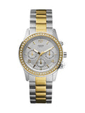 Guess Mini Spectrum Analog Silver Dial Two Tone Steel Strap Watch For Women - W0122L2 Buy Now By Guess