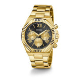Guess Equity Multifunction Black Dial Gold Steel Strap Watch For Men - GW0703G5 Buy Now By Guess