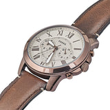 Fossil Grant Chronograph White Dial Brown Leather Strap Watch for Men - FS5344 Buy Now By Fossil
