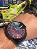 Diesel Uber Chief Chronograph Red Dial Black Steel Strap Watch For Men - DZ7373 Buy Now By Diesel