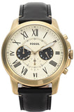 Fossil Grant Chronograph White Dial Black Leather Strap Watch for Men - FS5272 Buy Now By Fossil