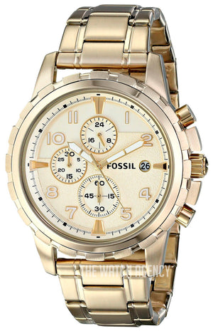 Fossil Dean Chronograph Champagne Dial Gold Steel Strap Watch for Men - FS4867 Buy Now By Fossil
