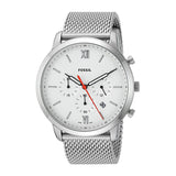 Fossil Neutra Chronograph White Dial Silver Mesh Bracelet Watch for Men - FS5382 Buy Now By Fossil