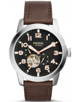 Fossil Pilot 54 Automatic Black Dial Brown Leather Strap Watch for Men - ME3118 Buy Now By Fossil