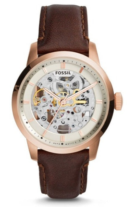 Fossil Townsman Automatic Skeleton White Dial Brown Leather Strap Watch for Men - ME3078 Buy Now By Fossil