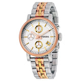 Fossil Boyfriend Chronograph White Dial Two Tone Steel Strap Watch for Women - ES3840 Buy Now By Fossil