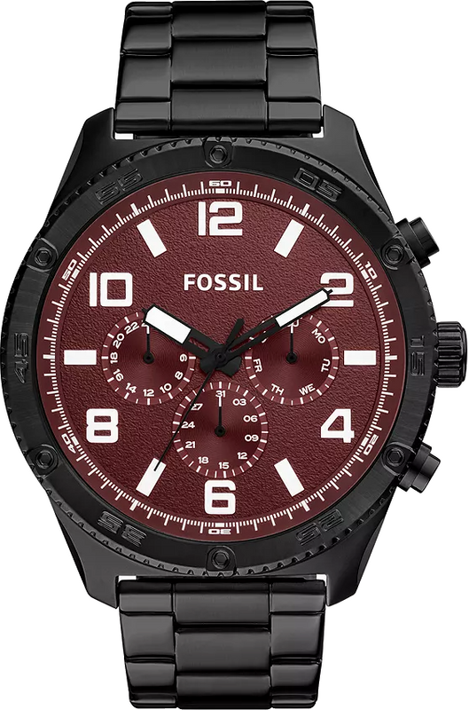 Fossil Brox Multifunction Maroon Dial Black Steel Strap Watch for Women - BQ2803 Buy Now By Fossil