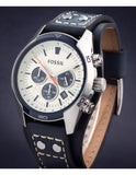Fossil Coachman Chronograph White Dial Blue Leather Strap Watch for Men - CH3051 Buy Now By Fossil