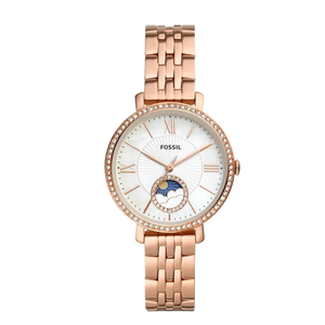 Fossil Jacqueline Analog Moonphase Mother of Pearl White Dial Rose Gold Steel Strap Watch for Women - ES5165 Buy Now By Fossil