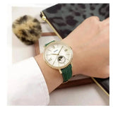 Fossil Jacqueline Multifunction Moonphase Mother of Pearl White Dial Green Leather Strap Watch for Women - ES5244 Buy Now By Fossil