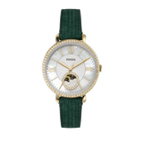 Fossil Jacqueline Multifunction Moonphase Mother of Pearl White Dial Green Leather Strap Watch for Women - ES5244 Buy Now By Fossil
