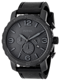 Fossil Nate Chronograph Black Dial Black Leather Strap Watch for Men - JR1354 Buy Now By Fossil