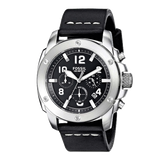 Fossil Modern Machine Chronograph Black Dial Black Leather Strap Watch for Men - FS4928 Buy Now By Fossil