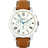 Fossil Grant Chronograph White Dial Brown Leather Strap Watch for Men - FS5060 Buy Now By Fossil