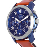 Fossil Grant Chronograph Blue Dial Brown Leather Strap Watch for Men - FS5151 Buy Now By Fossil