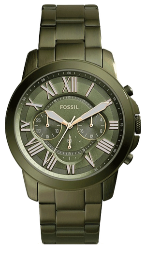 Fossil Grant Chronograph Olive Green Dial Green Steel Strap Watch for Men - FS5375 Buy Now By Fossil
